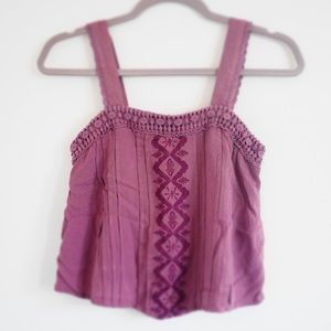 cropped lavender top
